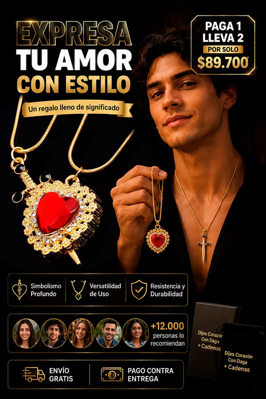 Dijes Corazón Con Daga + Cadenas