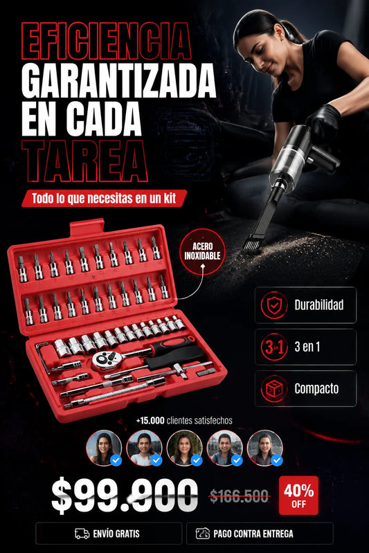 Combo Caja Herramientas 46 Pzs + Aspiradora-Sopladora